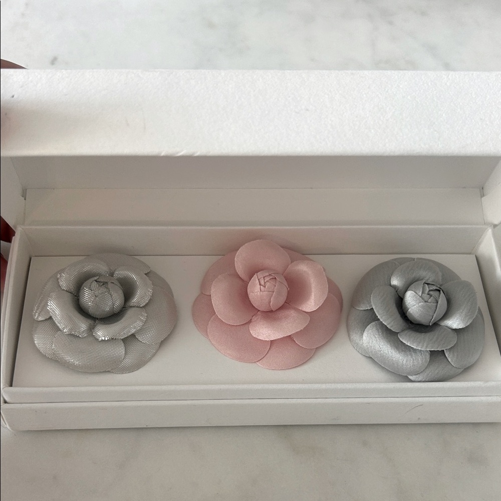 Chanel Camellia Brooches Set of 3 BNIB
